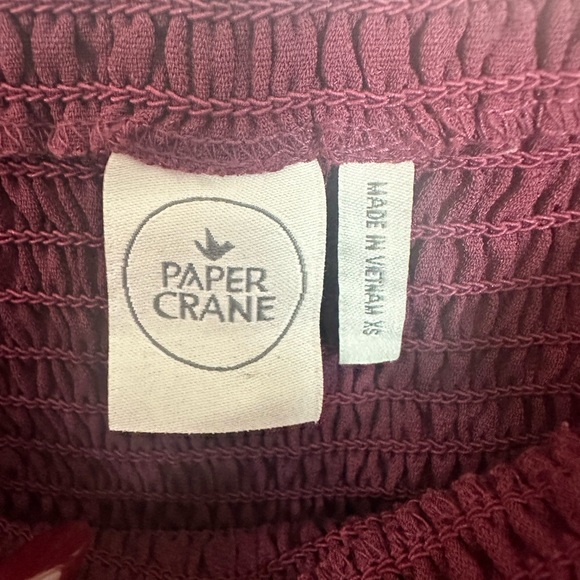 Paper Crane Maroon Smocked Baby Doll Long Sleeve Blouse - Picture 5 of 6